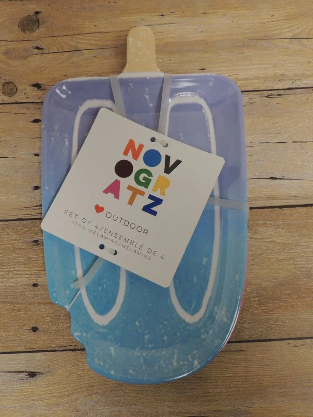Novogratz Melamine Popsicle Shaped Plates Set of 4 NEW